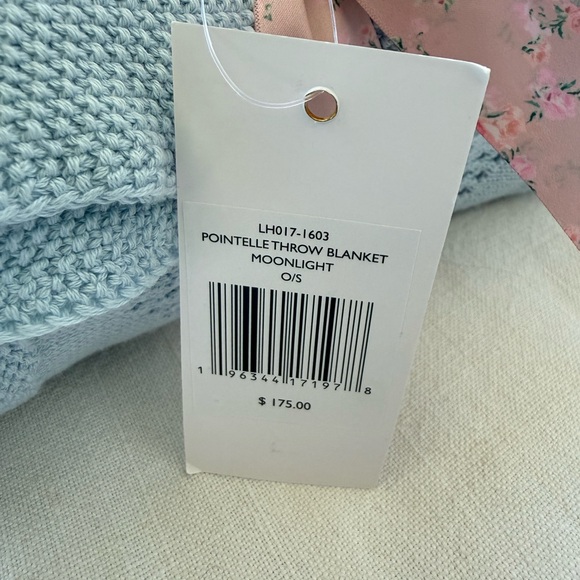 LoveShackFancy Pointelle Throw Blanket (Moonlight Blue) - Picture 3 of 5